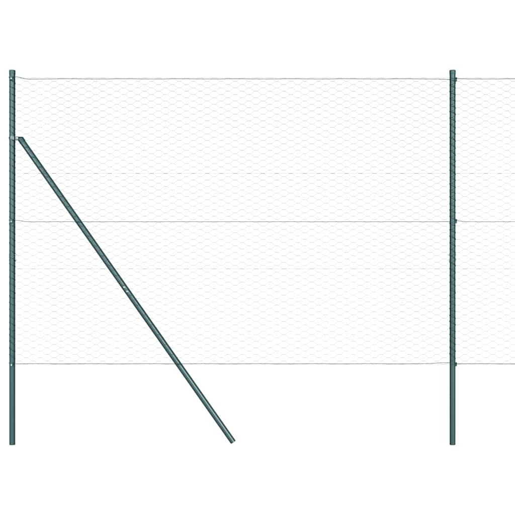 Zaun mit Pfosten Grün 1.6 x 25 m PVC-beschichteter Stahl